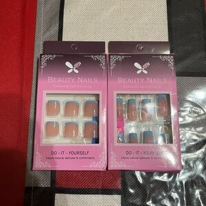 Beauty Nails NIB DIY Nail Art Set (Nails & Toes) Blue and Pink